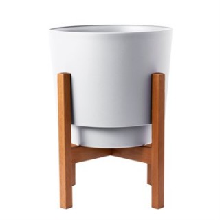 Bloem® Hopson Planter with Wood Stand - Casper White with Wood Stand - 16in