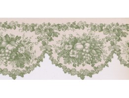 9 1/2 in x 15 ft Prepasted Wallpaper Borders - Fruits and Flower Wall Paper Border AV057102B