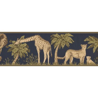 7 in x 15 ft Prepasted Wallpaper Borders - Jungle Animals Wall Paper Border HE3541B