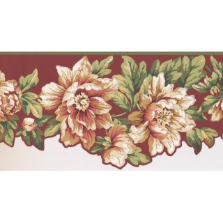 10 1/2 in x 15 ft Prepasted Wallpaper Borders - Floral Wall Paper Border JT7454B