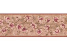 7 in x 15 ft Prepasted Wallpaper Borders - Floral Wall Paper Border KM7774B
