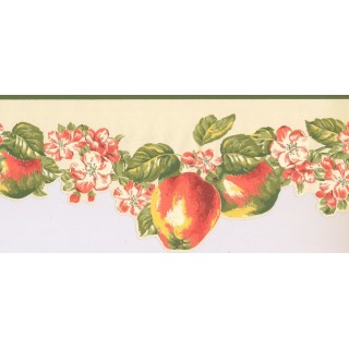 9 in x 15 ft Prepasted Wallpaper Borders - Fruits and Flower Wall Paper Border LT9461B