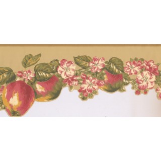 9 in x 15 ft Prepasted Wallpaper Borders - Fruits and Flower Wall Paper Border LT9462B