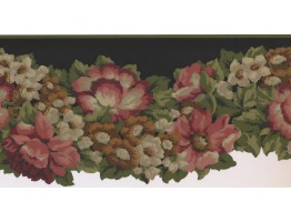 10 1/4 in x 15 ft Prepasted Wallpaper Borders - Floral Wall Paper Border PZ1218B