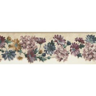 6 1/2 in x 15 ft Prepasted Wallpaper Borders - Floral Wall Paper Border SA75752DW
