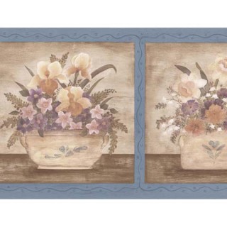 9 in x 15 ft Prepasted Wallpaper Borders - Flower Basket Wall Paper Border 245B57465