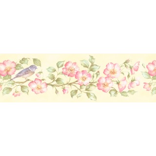 6 7/8 in x 15 ft Prepasted Wallpaper Borders - Floral Wall Paper Border 253B59163