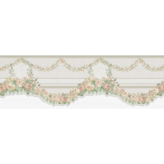 6 3/4 in x 15 ft Prepasted Wallpaper Borders - Floral Wall Paper Border FDB60948