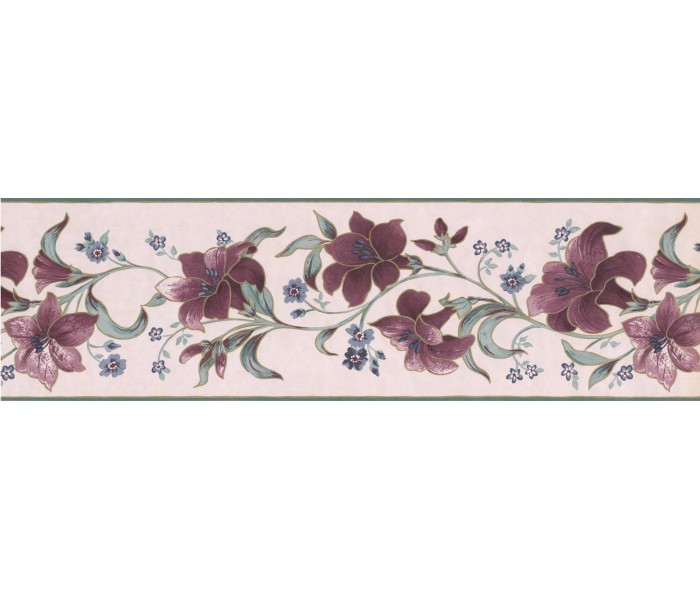 7 in x 15 ft Prepasted Wallpaper Borders - Floral Wall Paper Border 585892
