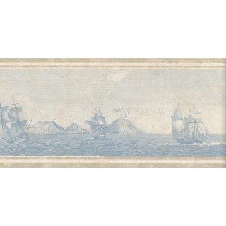 5 1/4 in x 15 ft Prepasted Wallpaper Borders - Ship Wall Paper Border 75B56770