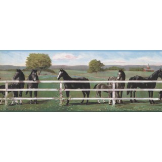 9 in x 15 ft Prepasted Wallpaper Borders - Horses Wall Paper Border 8243 RU