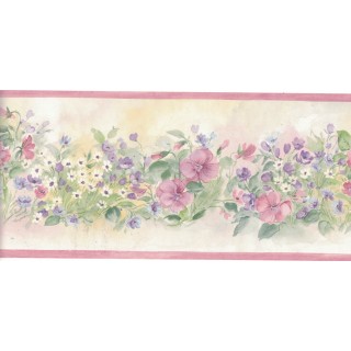5 1/8 in x 15 ft Prepasted Wallpaper Borders - Flower Wall Paper Border B3567