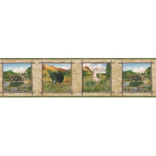 6 7/8 in x 15 ft Prepasted Wallpaper Borders - Animals Wall Paper Border TA39021B