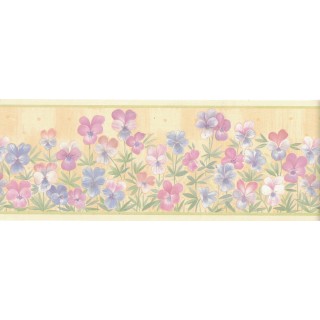 4 in x 15 ft Prepasted Wallpaper Borders - Flower Wall Paper Border B4953