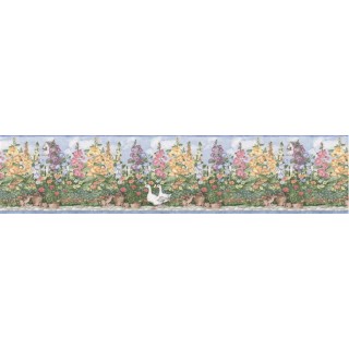 6 7/8 in x 15 ft Prepasted Wallpaper Borders - Garden Wall Paper Border B5237SMB