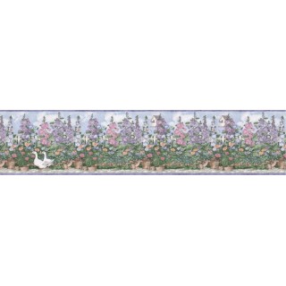 6 7/8 in x 15 ft Prepasted Wallpaper Borders - Garden Wall Paper Border B5238SMB