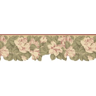 8 3/4 in x 15 ft Prepasted Wallpaper Borders - Floral Wall Paper Border B73658