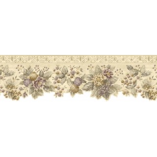 8 1/2 in x 15 ft Prepasted Wallpaper Borders - Floral Wall Paper Border b75741