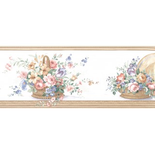 7 in x 15 ft Prepasted Wallpaper Borders - Floral Wall Paper Border Des72102