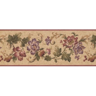 9 in x 15 ft Prepasted Wallpaper Borders - Floral Wall Paper Border 6061 HV