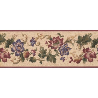 9 in x 15 ft Prepasted Wallpaper Borders - Floral Wall Paper Border 6062 HV