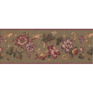 9 in x 15 ft Prepasted Wallpaper Borders - Floral Wall Paper Border 6063 HV