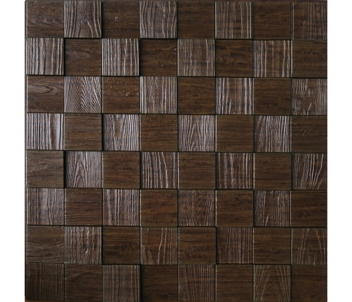 Wall Panels: Wall Panel Harmony Cubes - Decorative Thermoplastic Tile 24x24 - Wood Grain