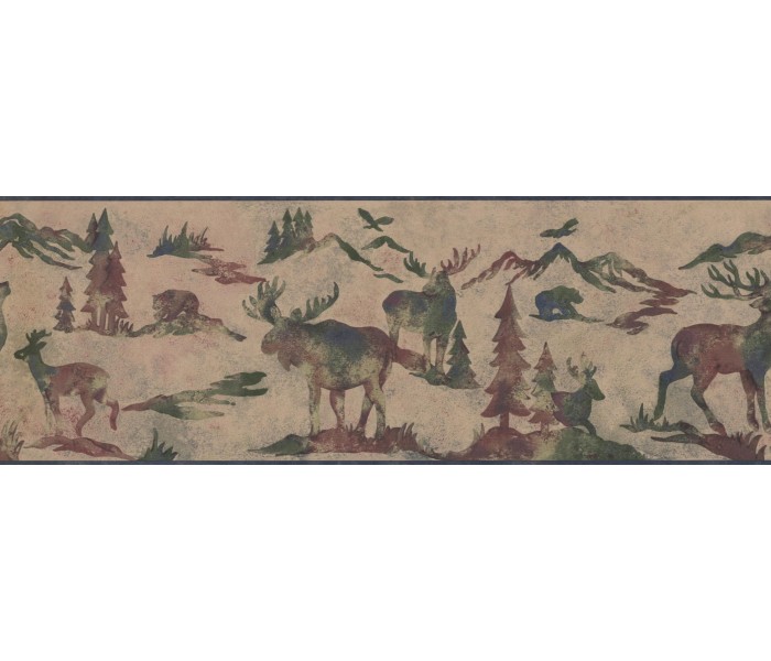 Deer Moose Wallpaper Borders: Animals Wallpaper Border 8154 OA