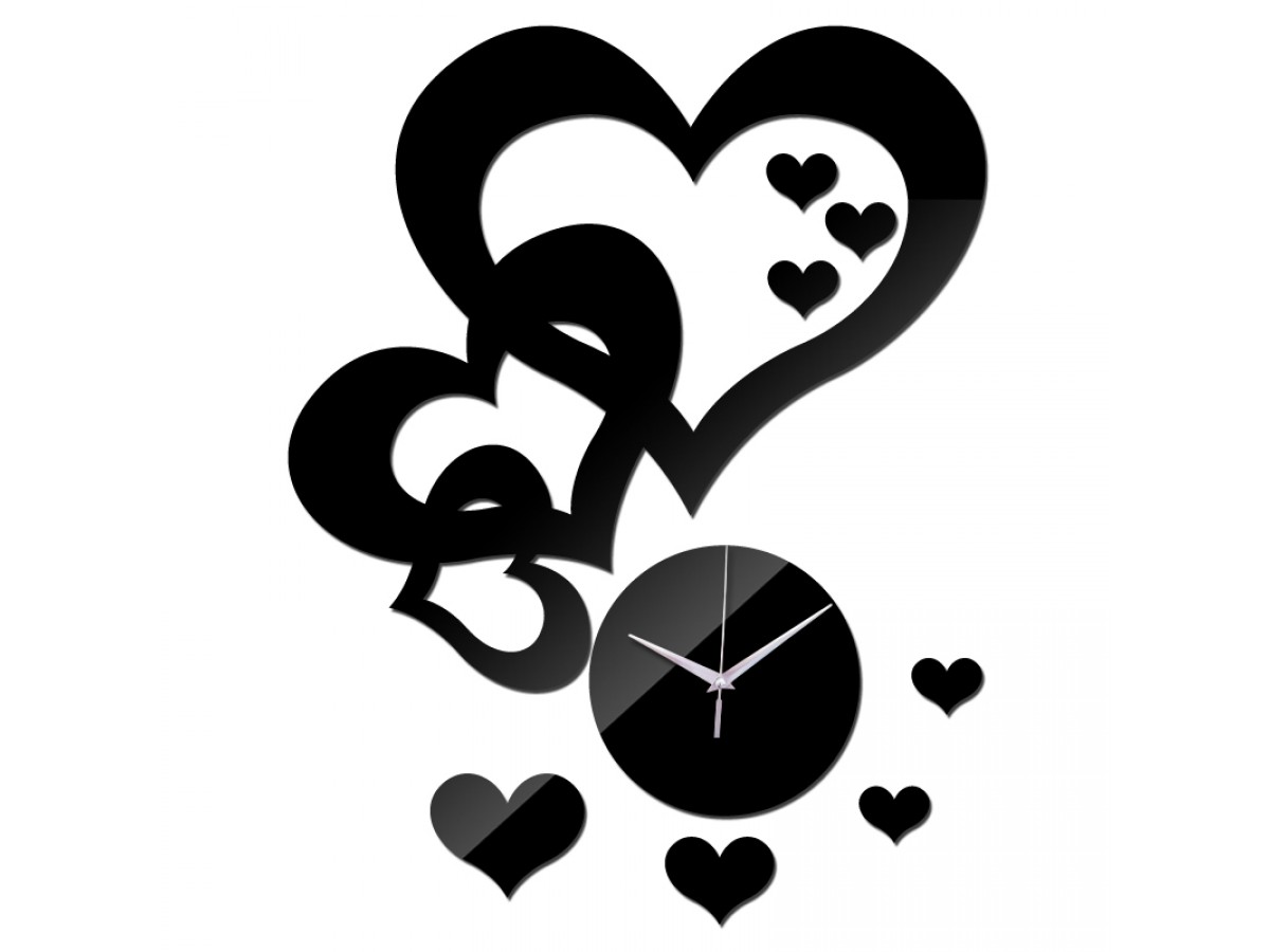 acrylic 3d clock diy wall Sticker Clock 3D With Wall Acrylic DIY Heart