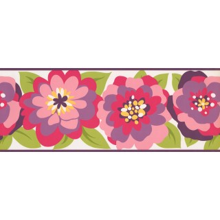 9 in x 15 ft Prepasted Wallpaper Borders - Floral Wall Paper Border 3437 ZB