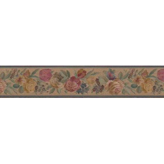 6 in x 15 ft Prepasted Wallpaper Borders - Floral Wall Paper Border B03611