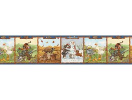 6 7/8 in x 15 ft Prepasted Wallpaper Borders - Animals Wall Paper Border B05715