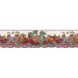 6 3/4 in x 15 ft Prepasted Wallpaper Borders - Fruits Wall Paper Border B10294