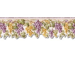 8 in x 15 ft Prepasted Wallpaper Borders - Grape Fruits Wall Paper Border FF22020DB