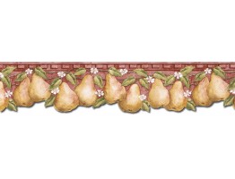 5 3/4 in x 15 ft Prepasted Wallpaper Borders - Pear Fruits Wall Paper Border PT24001B