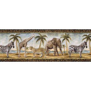 9 in x 15 ft Prepasted Wallpaper Borders - Animals Wall Paper Border B24027