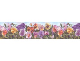 6 5/8 in x 15 ft Prepasted Wallpaper Borders - Floral Wall Paper Border B28973