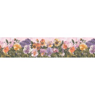 6 1/2 in x 15 ft Prepasted Wallpaper Borders - Floral Wall Paper Border B28976