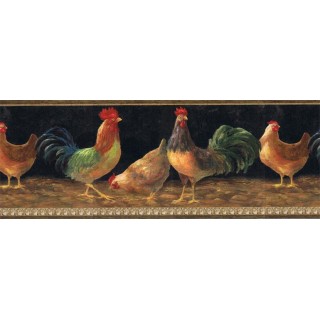 9 in x 15 ft Prepasted Wallpaper Borders - Roosters Wall Paper Border TH29002B