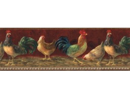 9 in x 15 ft Prepasted Wallpaper Borders - Roosters Wall Paper Border TH29004B
