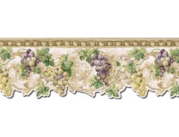 9 1/4 in x 15 ft Prepasted Wallpaper Borders - Grape Fruits Wall Paper Border TH29032DB