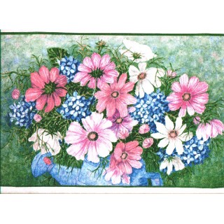 8 in x 15 ft Prepasted Wallpaper Borders - Floral Wall Paper Border b3012h
