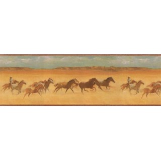 9 in x 15 ft Prepasted Wallpaper Borders - Horses Wall Paper Border EL49046B