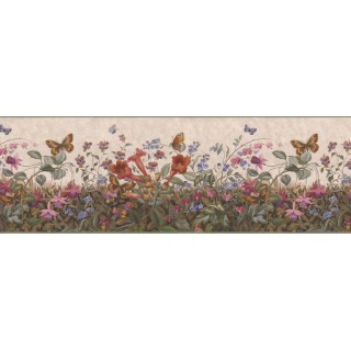 10 in x 15 ft Prepasted Wallpaper Borders - Floral Wall Paper Border B49517
