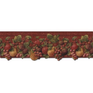 9 in x 15 ft Prepasted Wallpaper Borders - Fruits Wall Paper Border FF51005DB