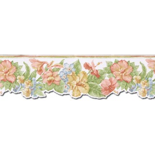 7 3/4 in x 15 ft Prepasted Wallpaper Borders - Floral Wall Paper Border PB58017DB