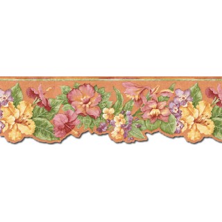 7 3/4 in x 15 ft Prepasted Wallpaper Borders - Floral Wall Paper Border PB58018DB