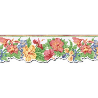 7 3/4 in x 15 ft Prepasted Wallpaper Borders - Floral Wall Paper Border PB58019DB