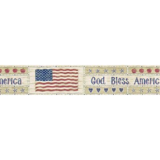 4 1/2 in x 15 ft Prepasted Wallpaper Borders - Flag Wall Paper Border B5806900