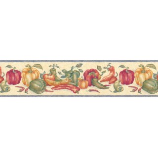 6 3/4 in x 15 ft Prepasted Wallpaper Borders - Vegetables Wall Paper Border bb6044STN
